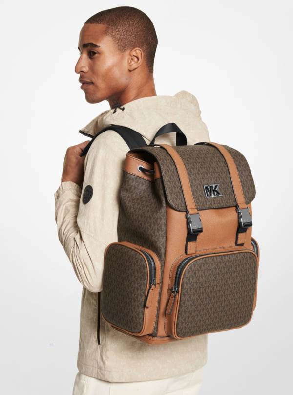 Panske Batohy Michael Kors Cooper Logo and Faux Leather Hnede - Tasky Michael Kors Vypredaj | GRLMW-7206